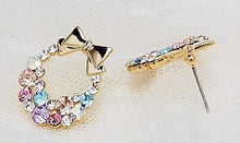 Load image into Gallery viewer, Imitation Vintage Diamond Colourful Rhinestone Bow Earrings
