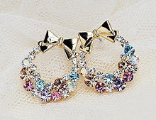 Load image into Gallery viewer, Imitation Vintage Diamond Colourful Rhinestone Bow Earrings