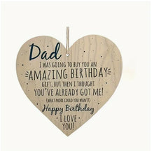 Load image into Gallery viewer, Wooden Gift Heart Plaque 10cm x 10cm ~ Any man can be a Father
