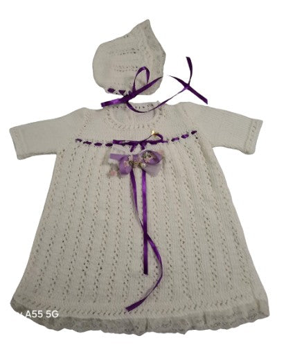 1 year ~ Girl White Handmade Crochet Dress (#35)