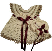 Load image into Gallery viewer, 9 months up ~ Baby Girl Cream and Taupe Handmade Crochet Set (#48)
