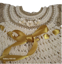 Load image into Gallery viewer, 12 months up ~ Baby Girl Cream and Taupe Handmade Crochet Set (#49)
