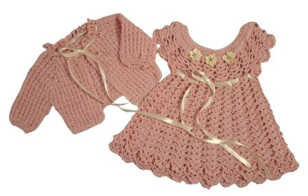 9 months up ~ Baby Girl Pink Handmade Crochet Set (#50)
