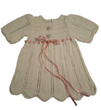 Load image into Gallery viewer, 9 to 12 months ~ Baby Girl Off White Handmade Crochet Dress (#54)
