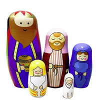 Load image into Gallery viewer, Wooden Nesting Dolls – Set of 5 ~ Nativity

