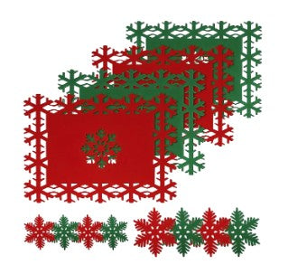 12pcs Snowflake Felt Placemat Set