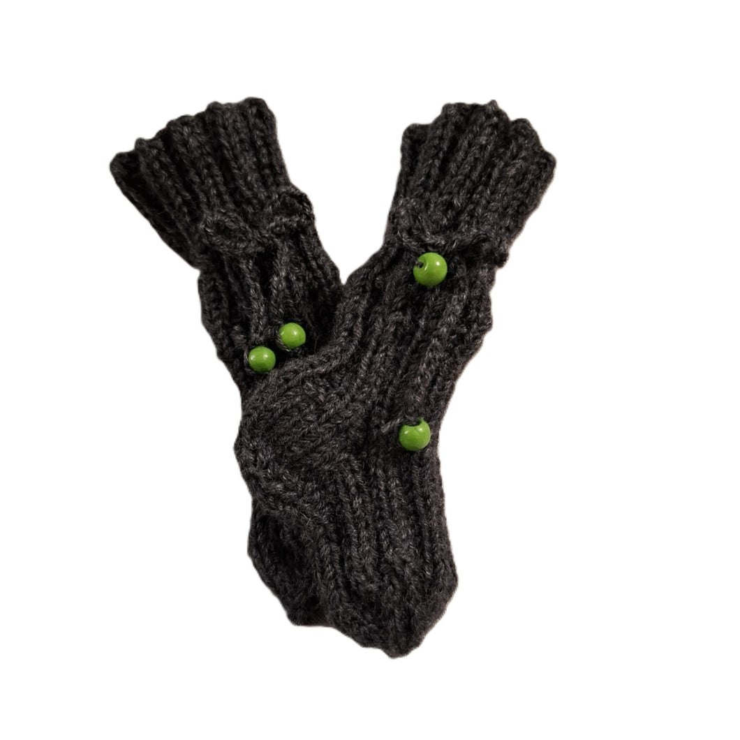 3 to 6 months - Baby Dark Grey Handmade Knitted Socks (#11)