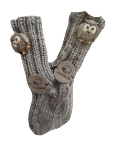 6 to 12 months - Baby Soft Grey Handmade Knitted Socks (#12)