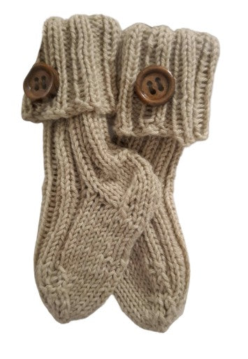 6 to 12 months - Baby Soft Beige Handmade Knitted Socks (#14)