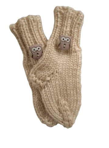 3 to 6 months - Baby Creamy Vanilla Handmade Knitted Socks (#15)