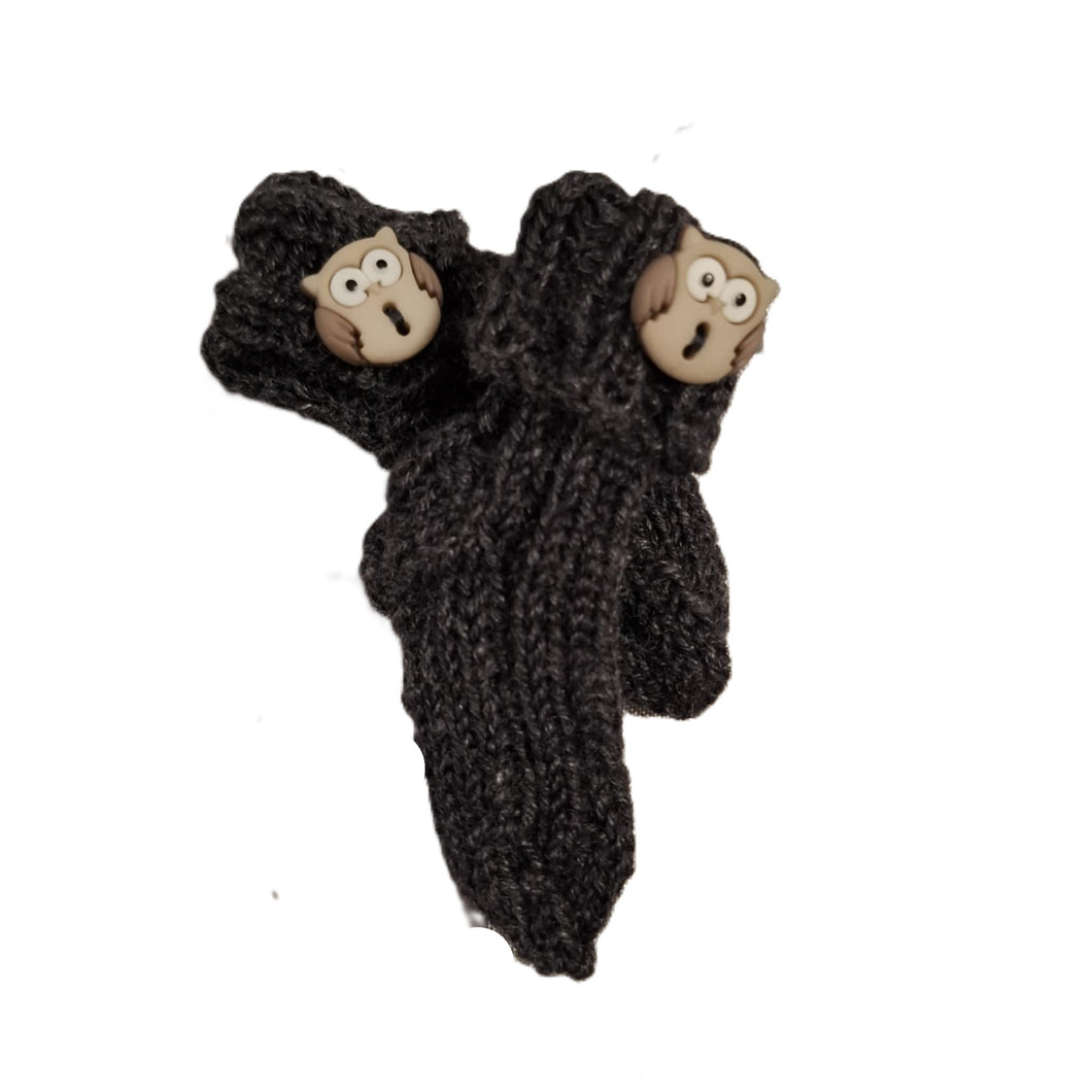 0 to 3 months - Baby Dark Grey Handmade Knitted Socks (#16)