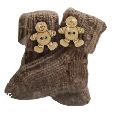 0 to 3 months - Baby Mocha Brown Handmade Knitted Socks (#19)
