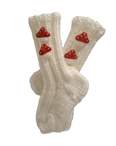 3 to 6 months - Baby Girl White Handmade Knitted Socks (#3)