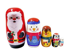 Load image into Gallery viewer, Wooden Nesting Dolls – Set of 5 ~ Santa &amp; Friends

