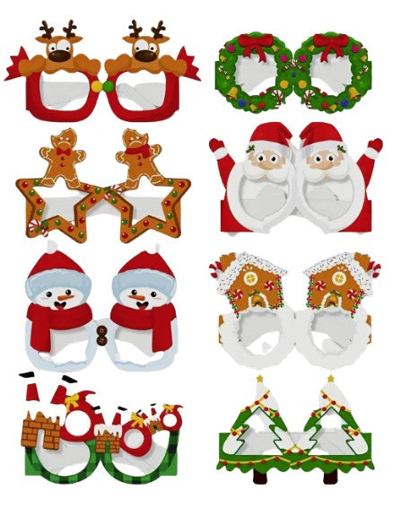 Christmas Decoration 8pcs Festive Christmas Party Glasses Frames