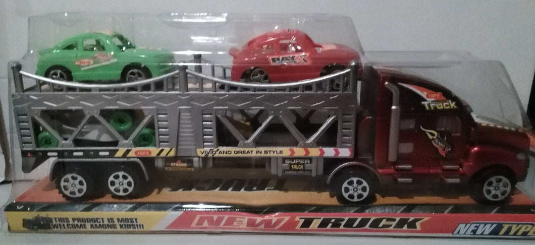 Car Transporter with 4 cars - Red Truck